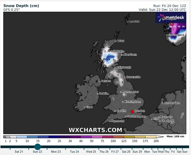 英国气象局发布预警,英国气象地图显示本周末英国人将在哪里看到雪
